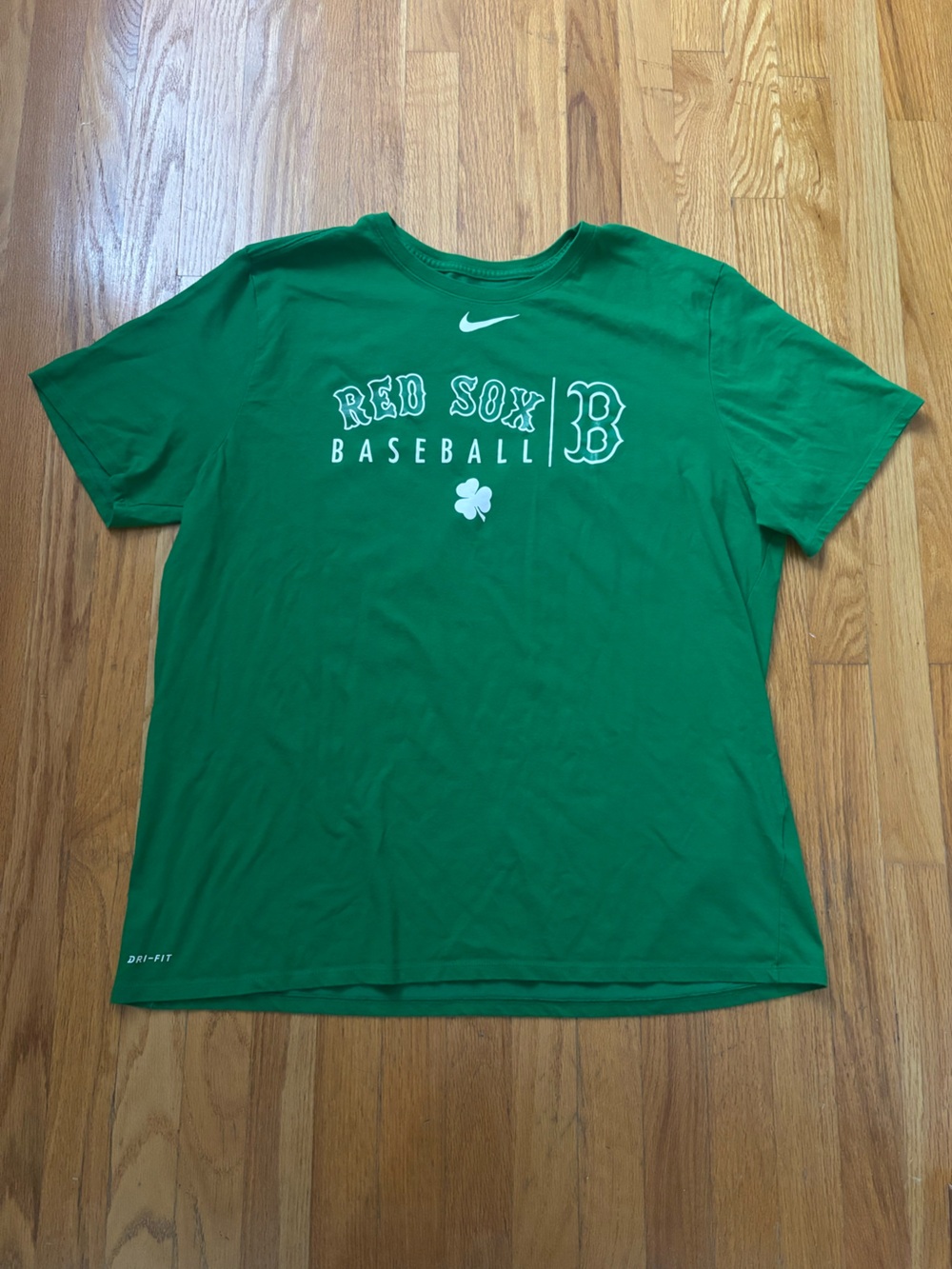 Nike Green Boston Red Sox Baseball T-Shirt with Shamrock